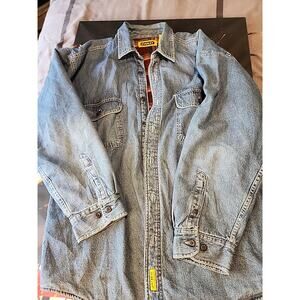 Vintage Stanley Shacket Denim Shirt Jacket Mens XL Flannel Lined Button Workwear